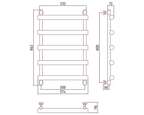 Приобрести Полотенцесушитель водяной 800х500 античное белое золото Сунержа Атлант 10-0226-8050 в магазине сантехники Santeh-Crystal.ru