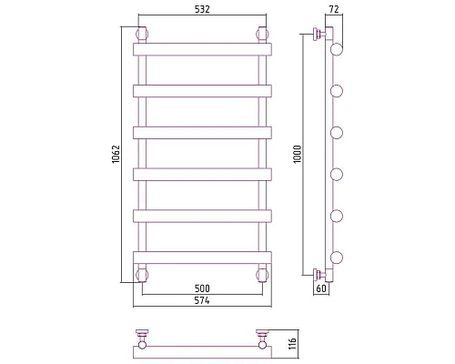Заказать Полотенцесушитель водяной 1000х500 черный матовый Сунержа Атлант 31-0226-1050 в магазине сантехники Santeh-Crystal.ru
