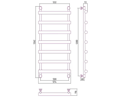 Приобрести Полотенцесушитель водяной 1200х500 античное белое золото Сунержа Атлант 10-0226-1250 в магазине сантехники Santeh-Crystal.ru
