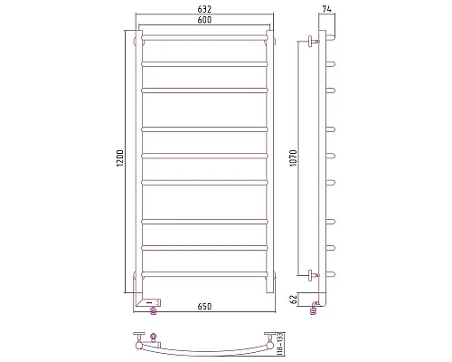Заказать Полотенцесушитель электрический 1200х600 состаренная латунь МЭМ левый Сунержа Галант 2.0 051-5200-1260 в магазине сантехники Santeh-Crystal.ru