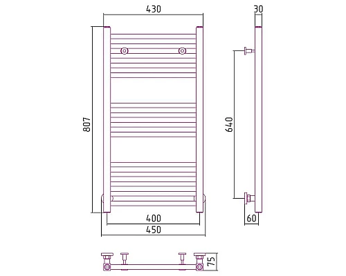 Приобрести Полотенцесушитель водяной 800х400 белый матовый Сунержа Модус 30-0250-8040 в магазине сантехники Santeh-Crystal.ru