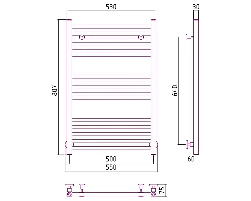 Заказать Полотенцесушитель водяной 800х500 темный титан муар Сунержа Модус 15-0250-8050 в магазине сантехники Santeh-Crystal.ru