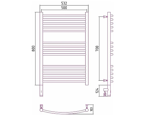 Приобрести Полотенцесушитель электрический 800х500 темный титан муар МЭМ левый, перемычка выгнутая Сунержа Богема 3.0 15-5802-8050 в магазине сантехники Santeh-Crystal.ru