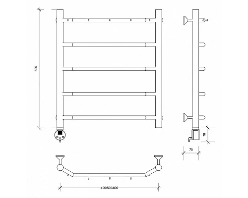 Заказать Полотенцесушитель электрический 670х632 ТЭН левый Secado Агата 1К 4603777449650 в магазине сантехники Santeh-Crystal.ru