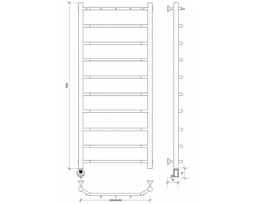 Приобрести Полотенцесушитель электрический 1270х532 ТЭН левый Secado Агата 1К 4603759405179 в магазине сантехники Santeh-Crystal.ru
