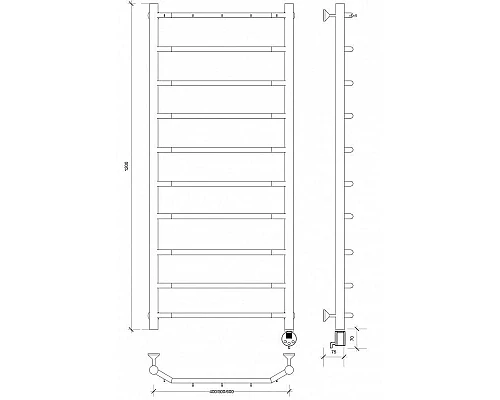 Приобрести Полотенцесушитель электрический 1270х532 ТЭН правый Secado Агата 1К 4603777440152 в магазине сантехники Santeh-Crystal.ru