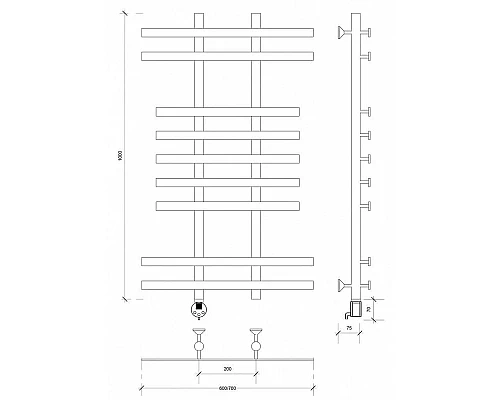 Заказать Полотенцесушитель электрический 1070х600 ТЭН левый Secado Понтида 2 4603777457020 в магазине сантехники Santeh-Crystal.ru