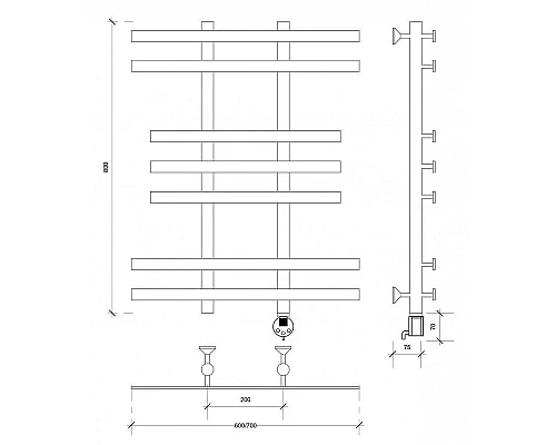 Приобрести Полотенцесушитель электрический 870х600 ТЭН правый Secado Понтида 2 4603777456993 в магазине сантехники Santeh-Crystal.ru