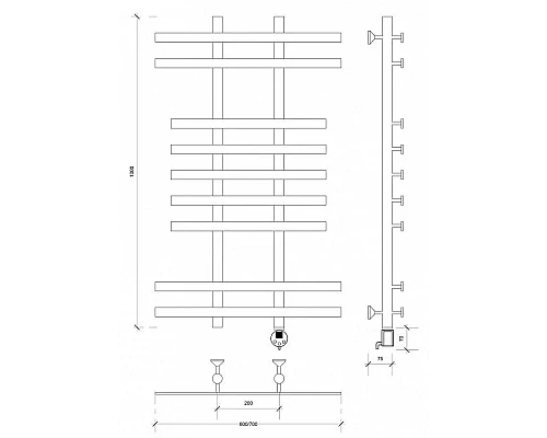 Приобрести Полотенцесушитель электрический 1070х700 ТЭН правый Secado Понтида 2 4603777457051 в магазине сантехники Santeh-Crystal.ru