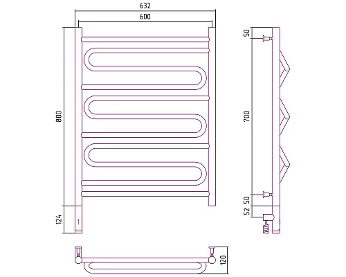 Купить Полотенцесушитель электрический 800х600 золотой МЭМ левый Сунержа Элегия 3.0 03-5818-8060 в магазине сантехники Santeh-Crystal.ru