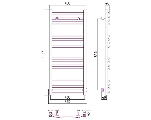 Приобрести Полотенцесушитель водяной 1000х400 золотой Сунержа Аркус 03-0251-1040 в магазине сантехники Santeh-Crystal.ru