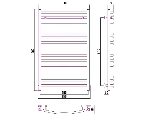 Приобрести Полотенцесушитель водяной 1000х600 белый матовый Сунержа Аркус 30-0251-1060 в магазине сантехники Santeh-Crystal.ru