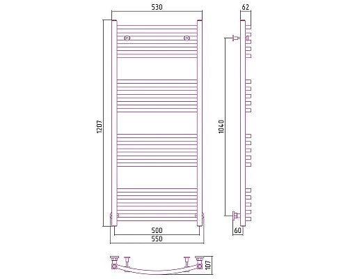 Заказать Полотенцесушитель водяной 1200х500 черный матовый Сунержа Аркус 31-0251-1250 в магазине сантехники Santeh-Crystal.ru