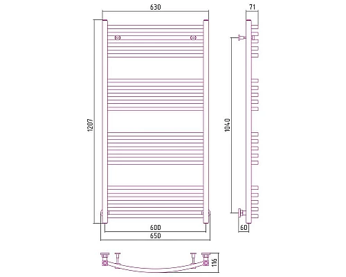Заказать Полотенцесушитель водяной 1200х600 белый матовый Сунержа Аркус 30-0251-1260 в магазине сантехники Santeh-Crystal.ru