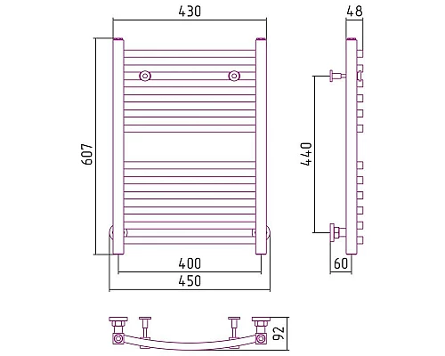 Заказать Полотенцесушитель водяной 600х400 состаренная латунь Сунержа Аркус 051-0251-6040 в магазине сантехники Santeh-Crystal.ru