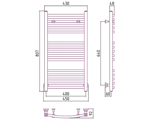 Купить Полотенцесушитель водяной 800х400 белый матовый Сунержа Аркус 30-0251-8040 в магазине сантехники Santeh-Crystal.ru
