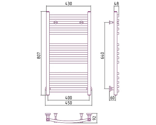 Купить Полотенцесушитель водяной 800х400 шампань Сунержа Аркус 020-0251-8040 в магазине сантехники Santeh-Crystal.ru
