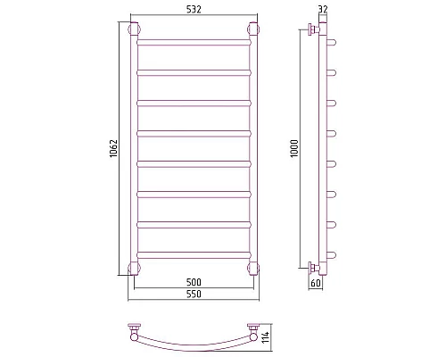 Приобрести Полотенцесушитель водяной 1000х500 белый матовый Сунержа Галант+ 30-0200-1050 в магазине сантехники Santeh-Crystal.ru
