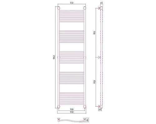 Купить Полотенцесушитель водяной 1900х500 золотой матовый Сунержа Флюид+ 032-0222-1950 в магазине сантехники Santeh-Crystal.ru