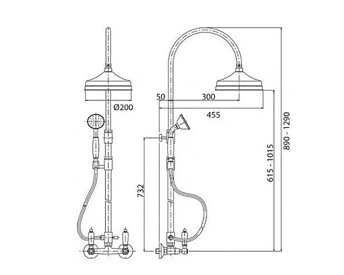Приобрести Душевая колонная со смесителем, верхним и ручным душем бронза, ручки Swarovski Cezares Diamond DIAMOND-CD-02-Sw в магазине сантехники Santeh-Crystal.ru