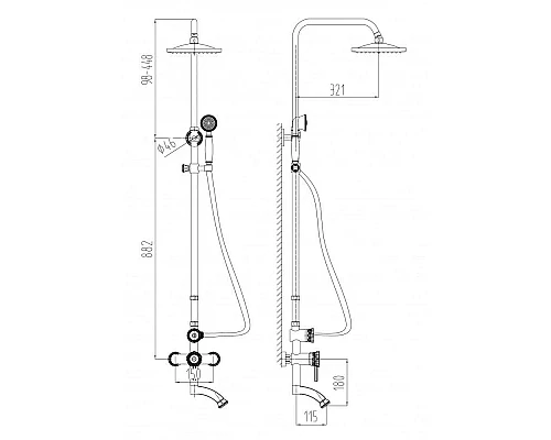 Заказать Душевая система Milacio Villena MC.103.1BBR в магазине сантехники Santeh-Crystal.ru