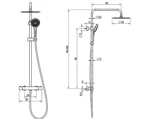 Приобрести Душевая система 250 мм Villeroy & Boch Embrace Plus TVS1082500161 в магазине сантехники Santeh-Crystal.ru