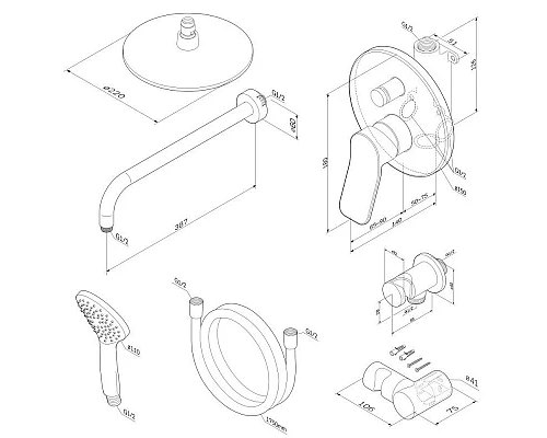 Заказать Душевой комплект 220 мм AM.PM X-Joy FB85A1RH00 в магазине сантехники Santeh-Crystal.ru