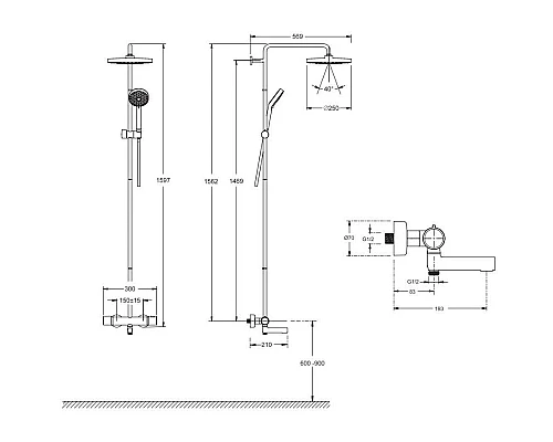 Заказать Душевая система 250 мм Jacob Delafon Atom E26237-CP в магазине сантехники Santeh-Crystal.ru
