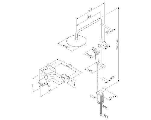 Купить Душевая стойка 220 мм AM.PM X-Joy F43885A14 в магазине сантехники Santeh-Crystal.ru
