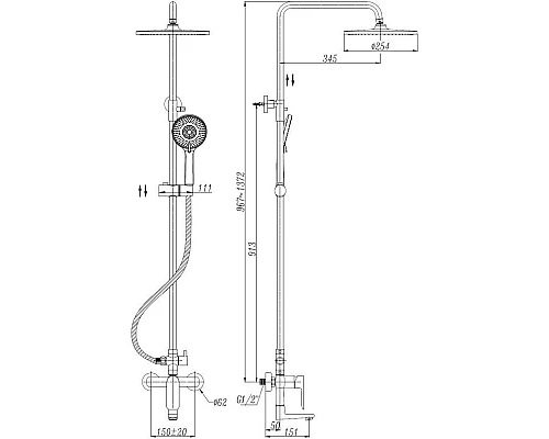 Приобрести Душевая система 254 мм Abber Weiss Insel AF8014 в магазине сантехники Santeh-Crystal.ru