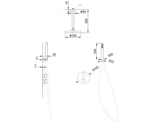 Приобрести Душевой комплект 250 мм Abber Wasser Kreis AF8121 в магазине сантехники Santeh-Crystal.ru