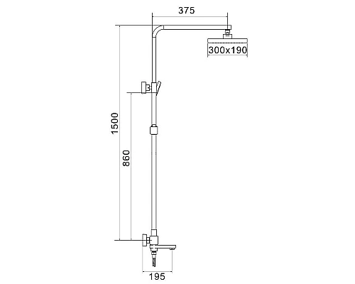 Приобрести Душевая система 300х190 мм Rose R1096 в магазине сантехники Santeh-Crystal.ru