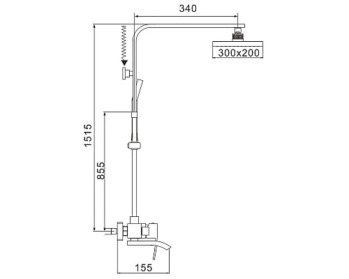 Купить Душевая система 300х200 мм Rose R1556F в магазине сантехники Santeh-Crystal.ru