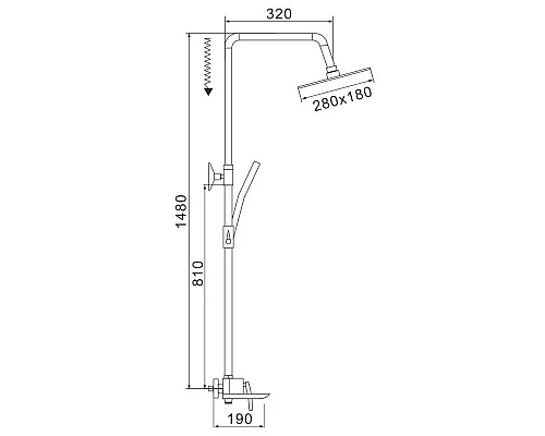 Купить Душевая система 280х180 мм Rose R2736 в магазине сантехники Santeh-Crystal.ru