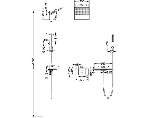 Приобрести Душевой комплект 300 мм Vincea Futura VSFW-2F11TMB в магазине сантехники Santeh-Crystal.ru