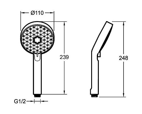 Приобрести Душевая лейка 110 мм Jacob Delafon Awaken E72415-BN в магазине сантехники Santeh-Crystal.ru