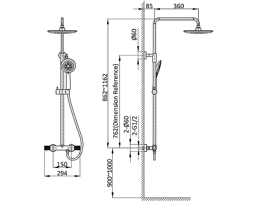 Душевая система 250 мм Vincea Desire VSFS-1D0TCH