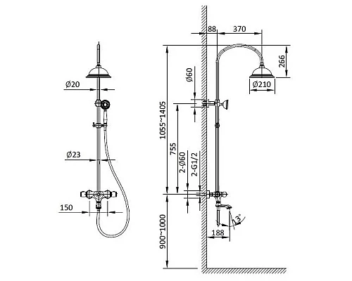 Душевая система 210 мм AltroBagno Beatrice AltroBagnoBeatrice030404Or