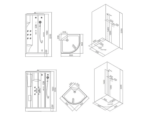 Заказать Душевая кабина 95×95×220 см SSWW WU106A в магазине сантехники Santeh-Crystal.ru