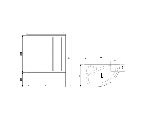 Приобрести Душевая кабина 140х95х225 см Royal Bath RB140ALP-C-CH-L матовое в магазине сантехники Santeh-Crystal.ru