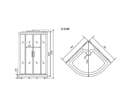 Приобрести Душевая кабина 90x90x220 см Timo Standart T-6609 S прозрачное в магазине сантехники Santeh-Crystal.ru