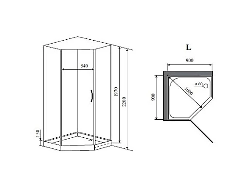 Купить Душевая кабина 90x90x220 см Timo Elta H-312 L прозрачное в магазине сантехники Santeh-Crystal.ru