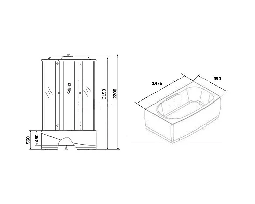 Заказать Душевая кабина 147,5х69х220 см Niagara NG-3150-01 интимато в магазине сантехники Santeh-Crystal.ru