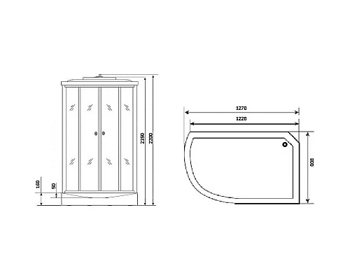Заказать Душевая кабина 127х80х220 см Niagara NG-904-01R тонированное в магазине сантехники Santeh-Crystal.ru