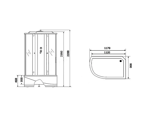 Купить Душевая кабина 117х80х220 см Niagara NG-1910-01R тонированное в магазине сантехники Santeh-Crystal.ru
