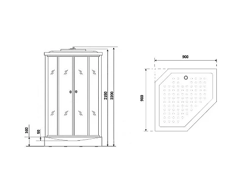 Купить Душевая кабина 90х90х220 см Niagara NG-2506-01 тонированное в магазине сантехники Santeh-Crystal.ru