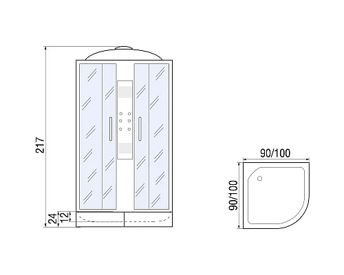 Купить Душевая кабина 100х100х217 River TEMZA 100/24 TH в магазине сантехники Santeh-Crystal.ru