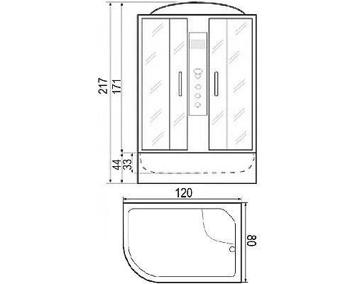 Приобрести Душевая кабина 120х80х217 River TEMZA 120/80/44 R MT в магазине сантехники Santeh-Crystal.ru