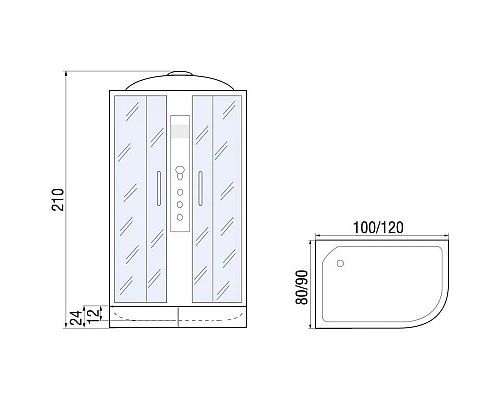 Приобрести Душевая кабина 100х80х210 River DESNA 100/80/24 МТ L в магазине сантехники Santeh-Crystal.ru