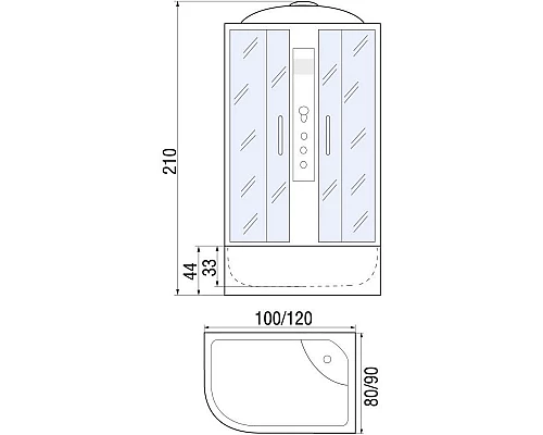 Заказать Душевая кабина 120х90х210 River DESNA 120/90/44 МТ R в магазине сантехники Santeh-Crystal.ru